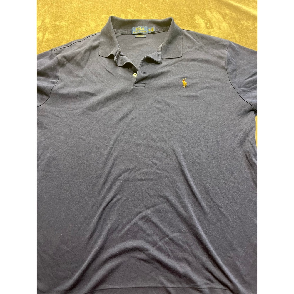 Polo Ralph Lauren Mens Custom Slim Fit Polo Shirt Navy Blue XL Multi-Color Pony